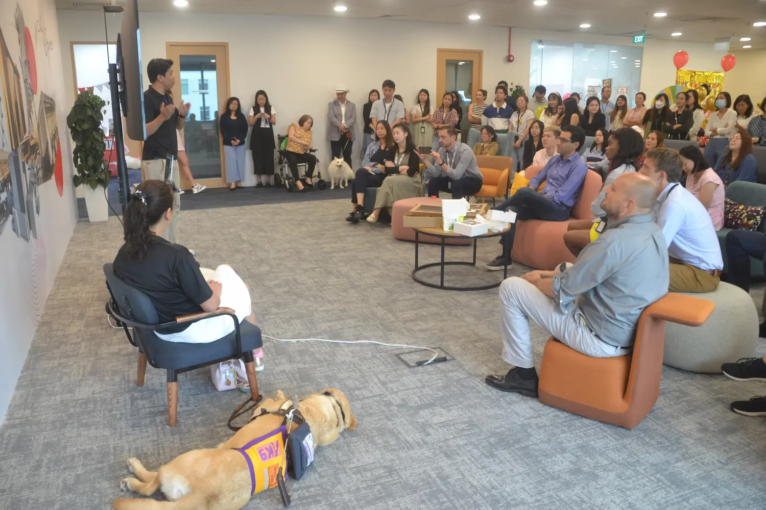 Juliano speaking at an Assistance Dog awareness event